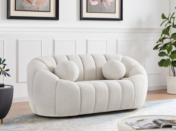 Elijah Boucle Loveseat-Loveseats-Jennifer Furniture