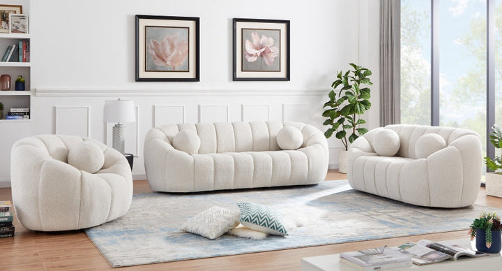 Elijah Boucle Loveseat-Loveseats-Jennifer Furniture