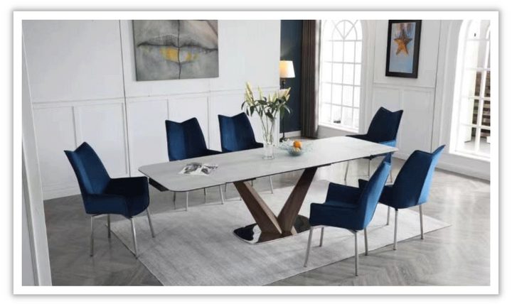 ESF Luke Extendable White Ceramic Dining Table - 9188