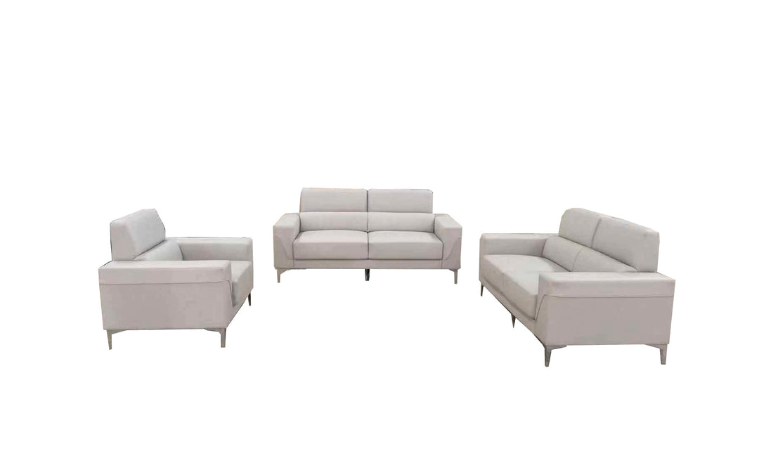 Gabi Light Gray PVC Arm Chair with Track Arms