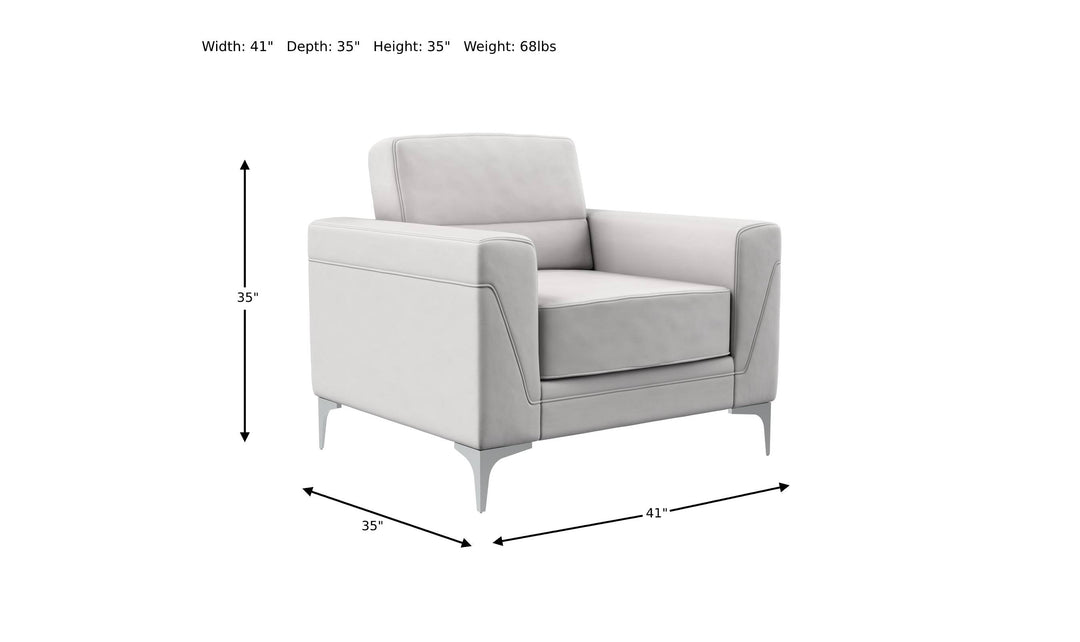 Gabi Light Gray PVC Arm Chair with Track Arms