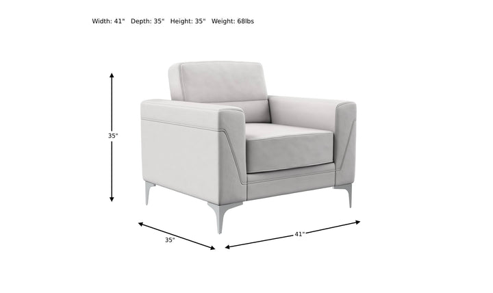 Gabi Light Gray PVC Arm Chair with Track Arms