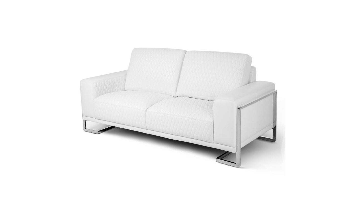 Gianna Leather Loveseat - White-Loveseats-Jennifer Furniture