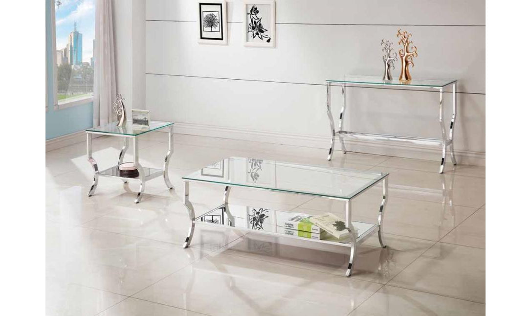 GLASS TOP SOFA TABLE-Coffee Tables-Jennifer Furniture