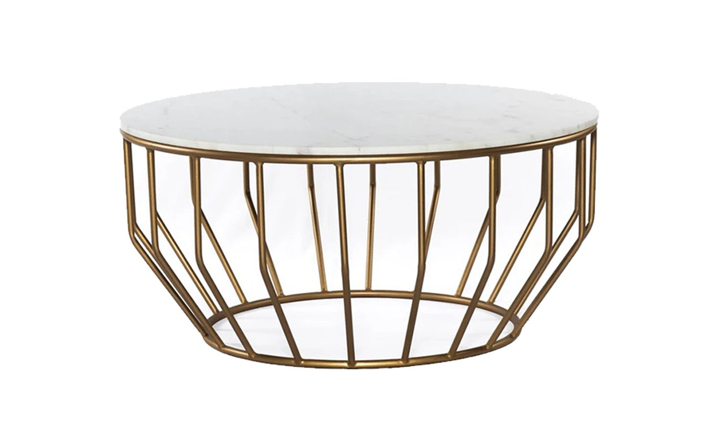 Golden Leaf coffee tables with White Marble Top-Coffee Tables-Jennifer Furniture