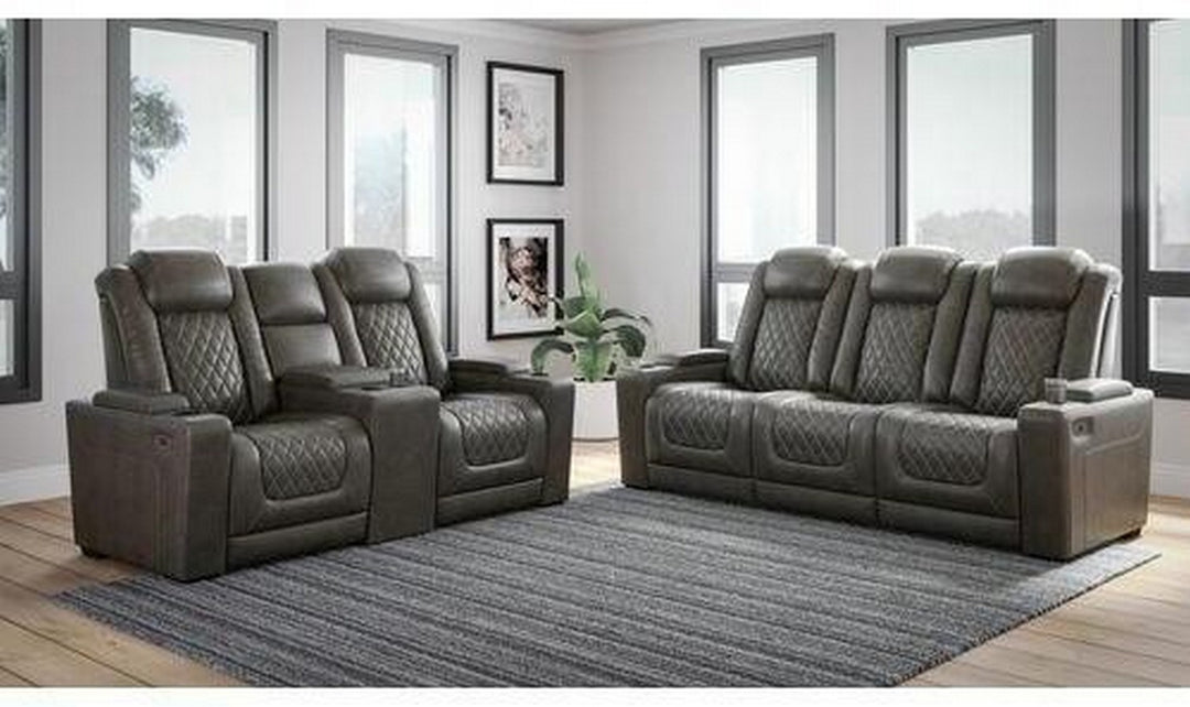 Modern Heritage HyllMont Gray Leather Tufted Living Room Set