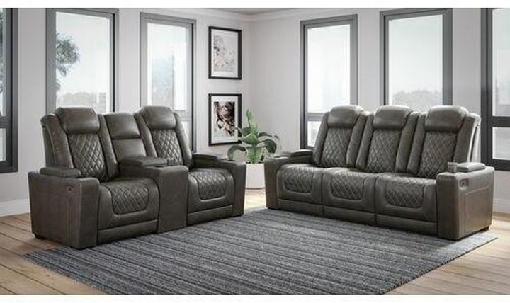 Modern Heritage HyllMont Gray Leather Tufted Living Room Set