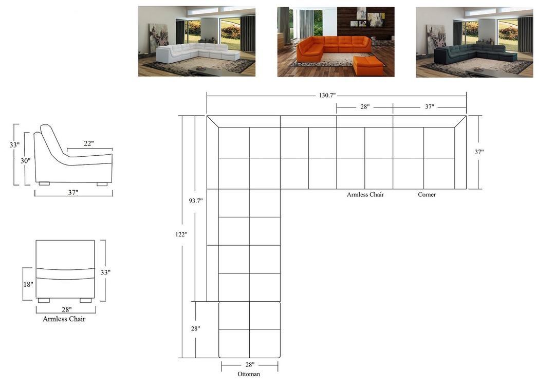 Lego Modular Sectional Sofa Set-Sectional Sofas-Jennifer Furniture