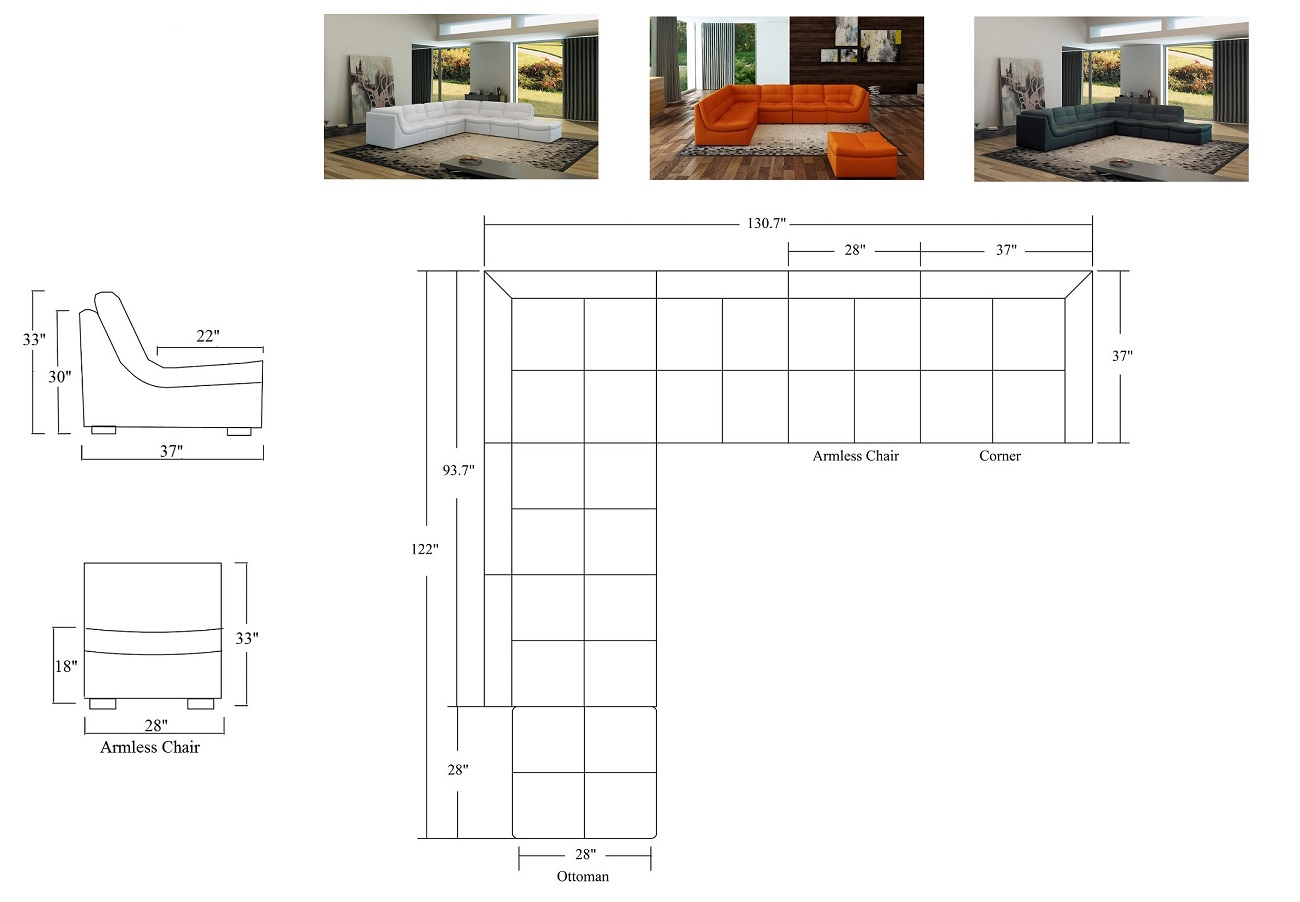 Lego Modular Sectional Sofa Set-Sectional Sofas-Jennifer Furniture