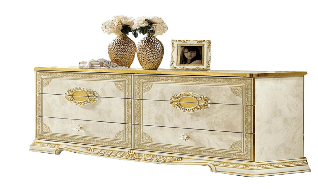ESF Furniture Leonardo 6-Drawer Rectangular Ivory Dresser ESF Furniture Leonardo 6-Drawer Rectangular Ivory Dresser