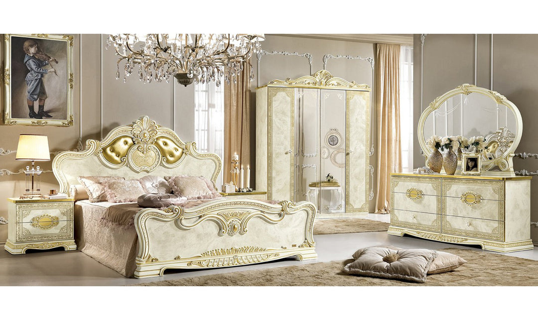 ESF Furniture Leonardo 6-Drawer Rectangular Ivory Dresser ESF Furniture Leonardo 6-Drawer Rectangular Ivory Dresser
