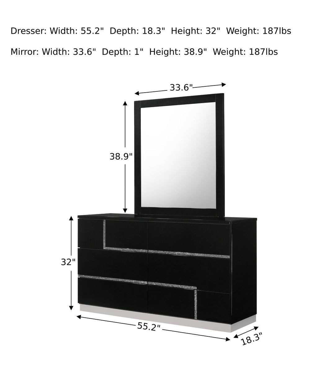 Lucca Dresser with Mirror-Dressers-Jennifer Furniture