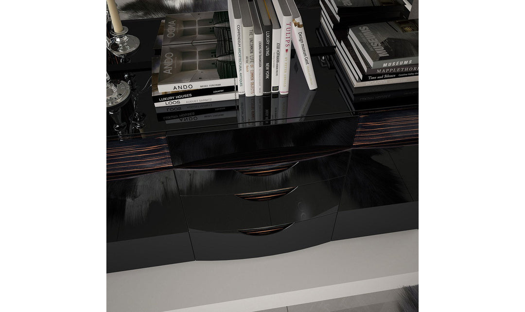 ESF Furniture Marbella 6-Drawer Dresser in High Gloss Black Finish Jennifer Furniture ESF Furniture Marbella 6-Drawer Dresser in High Gloss Black Finish Jennifer Furniture
