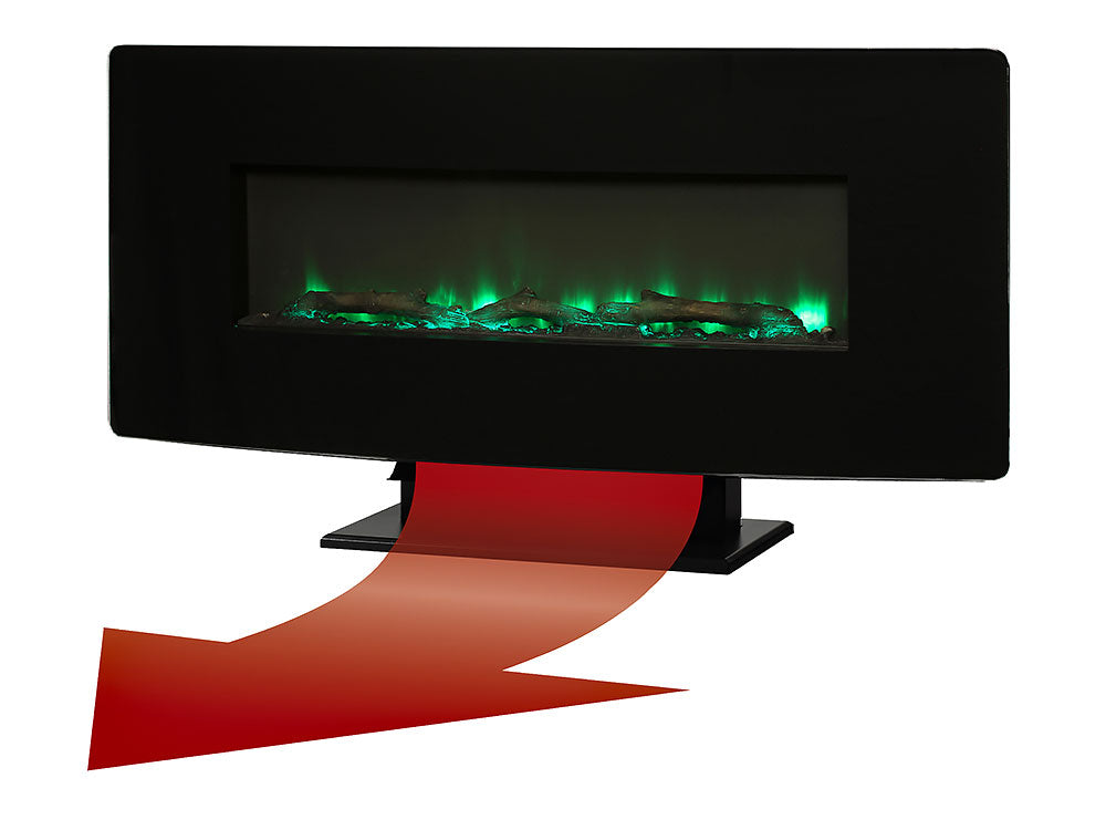 Brayden 36" Curved Black Wall Mount Electric Fireplace-Fireplaces-Jennifer Furniture