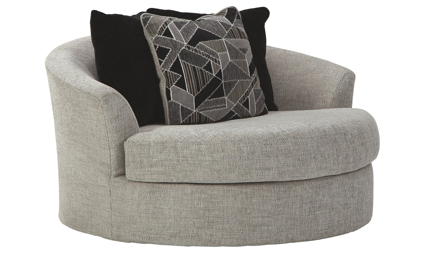 Megginson Oversized Round Swivel Chair-Accent Chairs-Jennifer Furniture