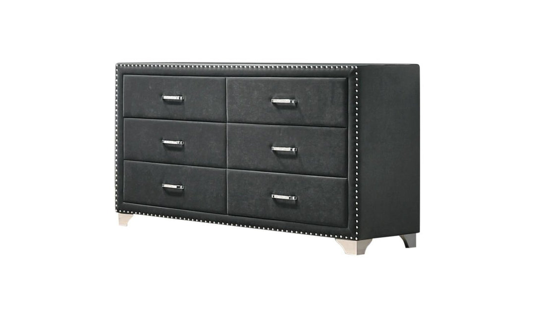 dresser with metal Melody Modern Classic 6-drawer Upholstered Bedroom Dresser