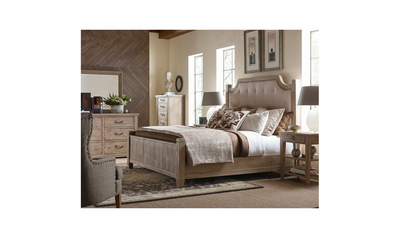Monteverdi by Rachael Ray Complete Upholstered Low Post Bed, King 6/6 (VN)-Beds-Jennifer Furniture