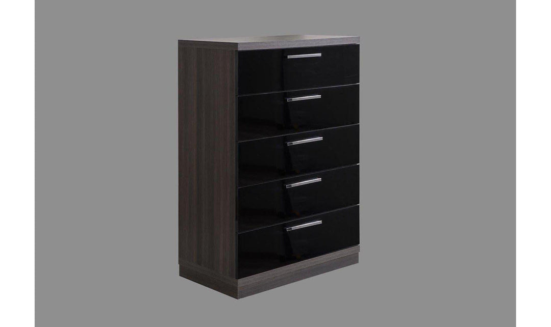 Napoli 5-Drawer Chest, Black & Walnut-Storage Chests-Jennifer Furniture