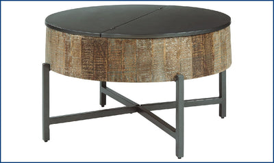 Nashbryn Round Cocktail Table w/Storage-Coffee Tables-Jennifer Furniture