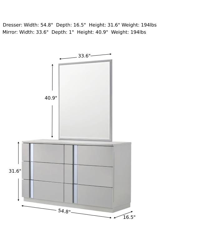 Palermo Dresser with Mirror-Dressers-Jennifer Furniture