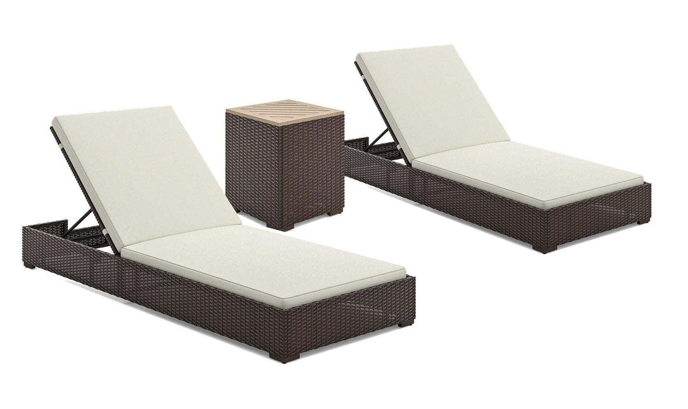 Palm Springs 3-Piece Chaise Lounge Set - Brown-Patio-Jennifer Furniture