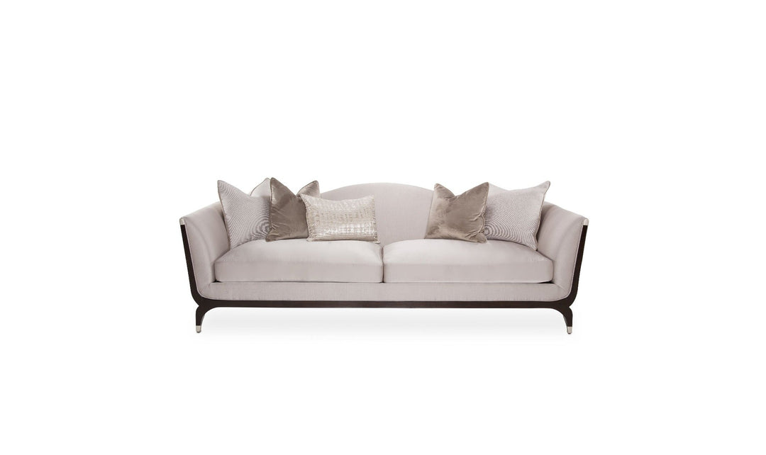 AICO Paris Chic Fabric Living Room Sofa and Chaise in Beige