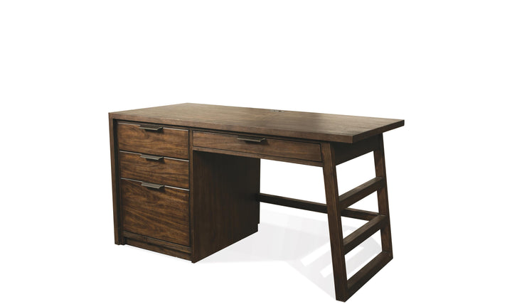 Perspectives Single Pedestal Desks - Brown-Desks-Jennifer Furniture