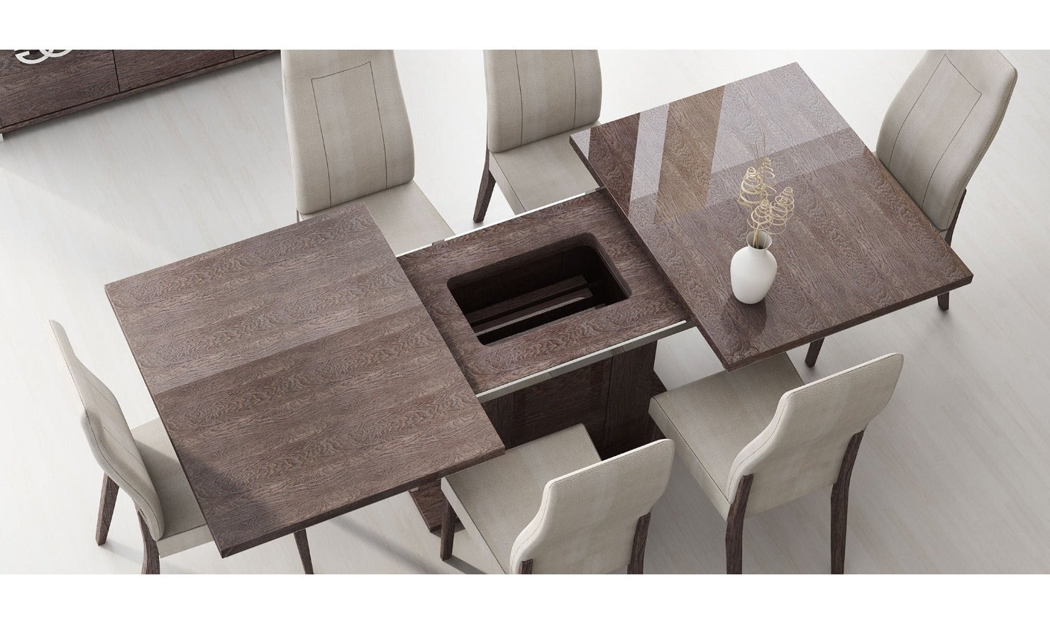 ESF Italia Prestige Extendable Rectangular Dining Table in Brown