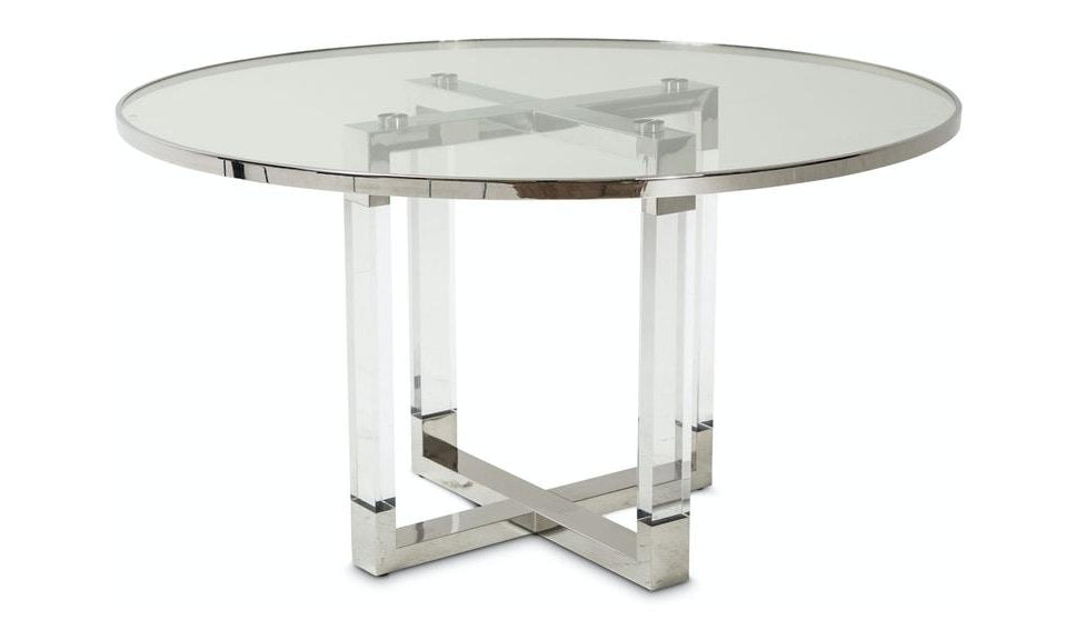 Round Dining Table W/Glass Insert (2 Pc)-Dining Tables-Jennifer Furniture
