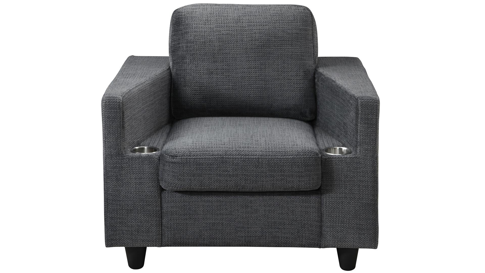 Global Furniture Silo Fabric Living Room Set in Bear Gunmetal