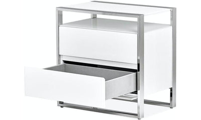 State Street Metal Nightstand w/LED Lights"Glossy White-Nightstands-Jennifer Furniture