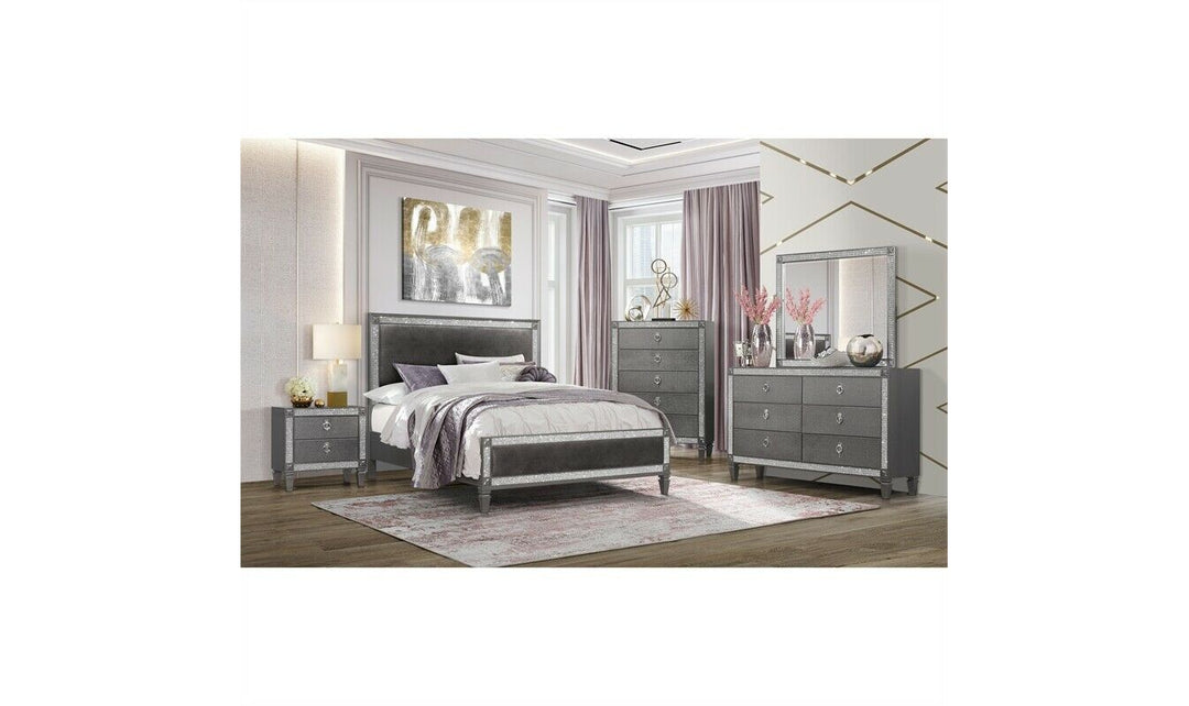 stella grey dresser Stella Bedroom Set Bed, Dresser, Mirror & Nightstand Queen Size Walnut