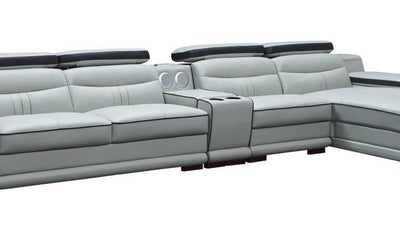 Tilt Leather Sectional Sofa in Gray