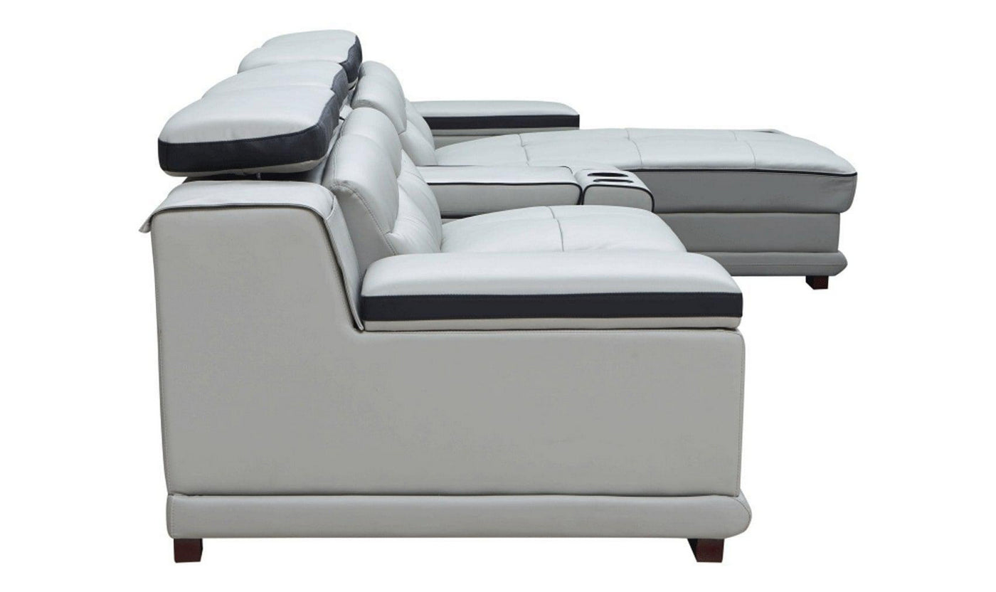 Tilt Leather Sectional Sofa in Gray