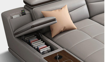 Tilt Leather Sectional Sofa in Gray