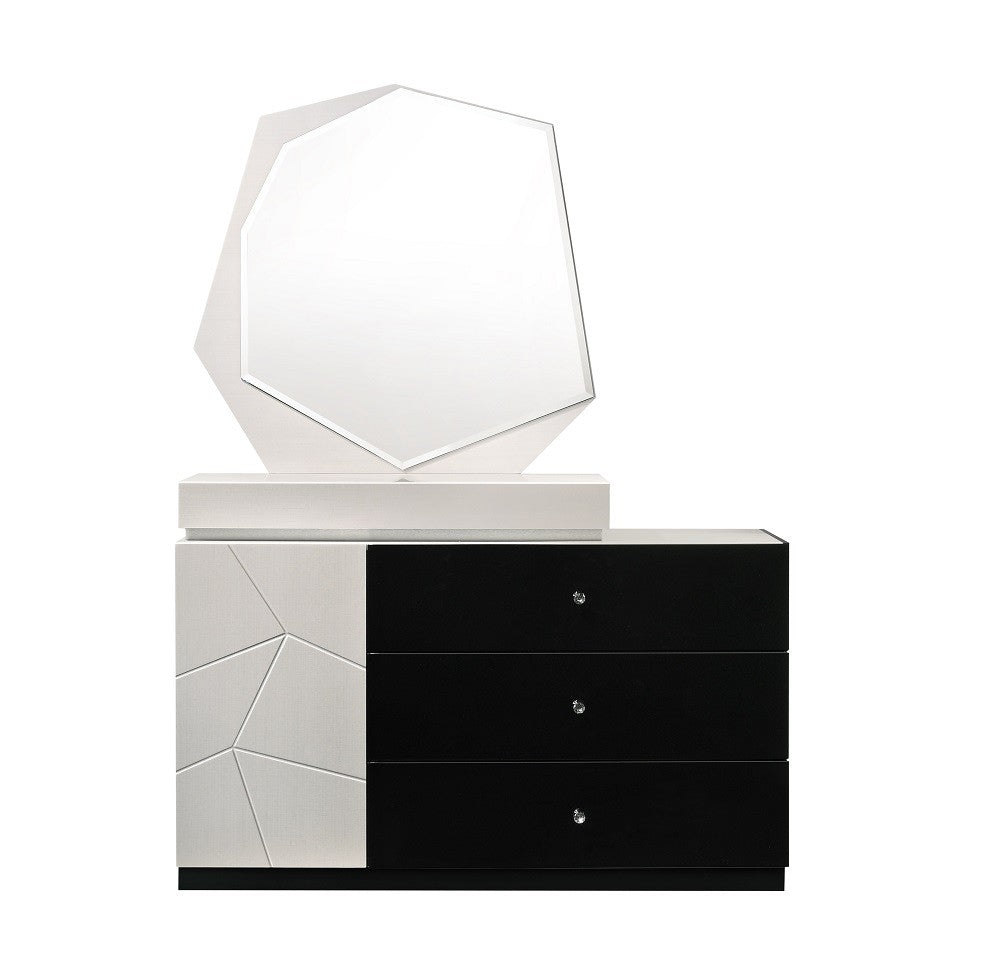 Jennifer Italia Contre-Jour 3-Drawers Dresser with Mirror in Light Gra Jennifer Furniture Jennifer Italia Contre-Jour 3-Drawers Dresser with Mirror in Light Gra Jennifer Furniture