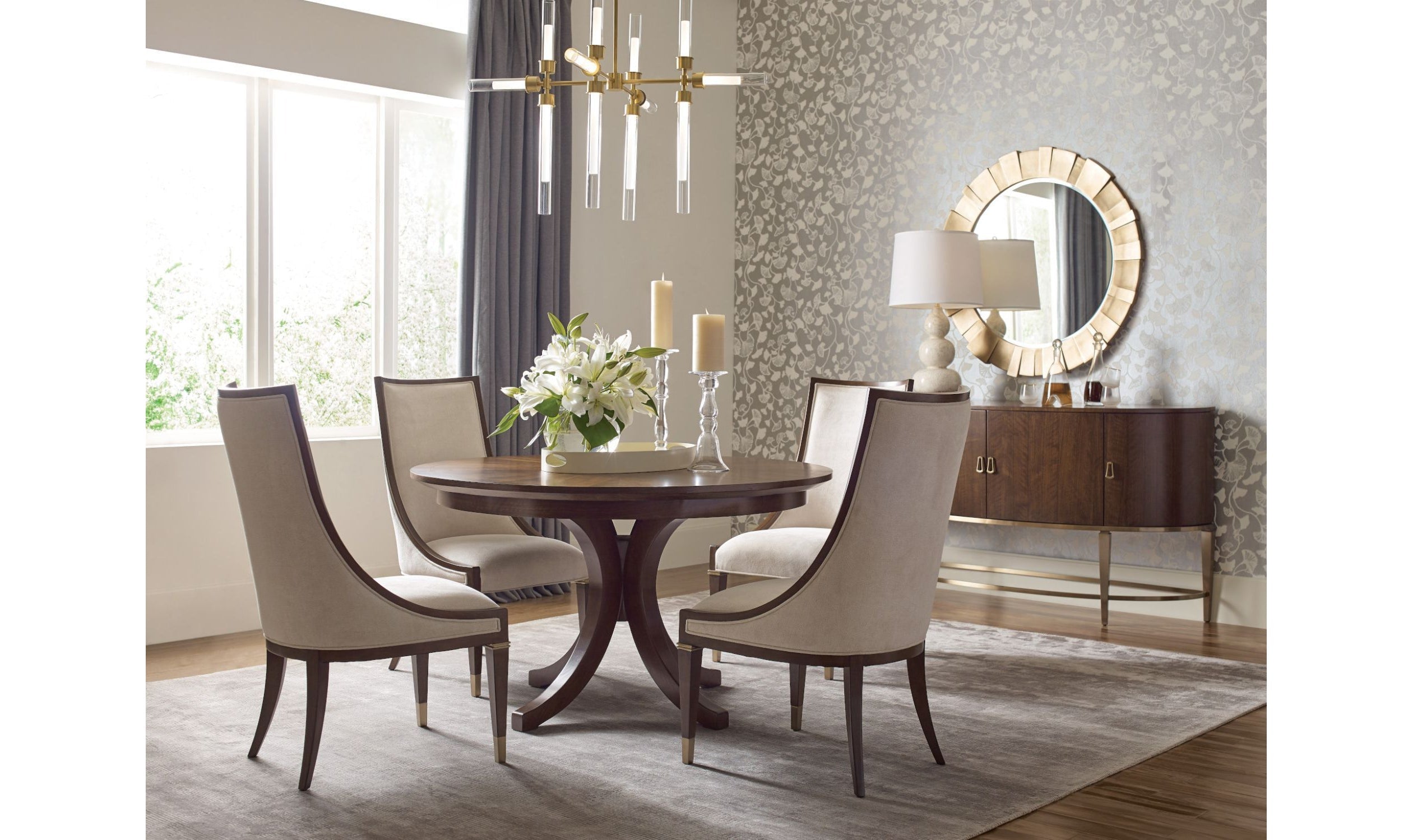 Round Dining Table In Rectangular Room
