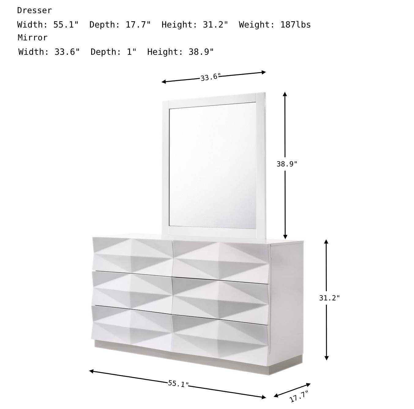 Verona Dresser with Mirror-Dressers-Jennifer Furniture