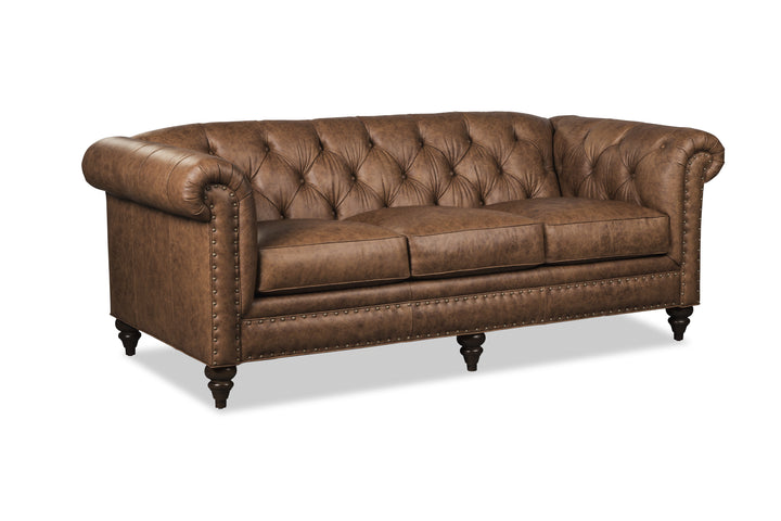 Craftmaster Winslow Tufted Brown Leather Living Room Set