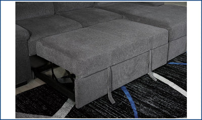 Yantis Sleeper Sectional Chaise-Sectional Sleeper Sofas-Jennifer Furniture